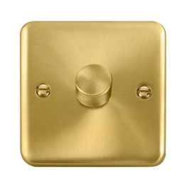 Click DPSB161 Deco Plus Satin Brass 1 Gang 100W 2 Way LED Dimmer Switch