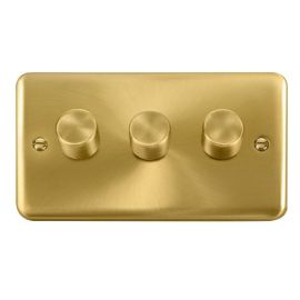 Click DPSB163 Deco Plus Satin Brass 3 Gang 100W 2 Way LED Dimmer Switch image