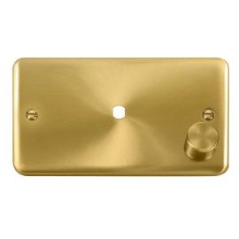Click DPSB185 MiniGrid Satin Brass 1 Gang 1000W Max 1 Aperture Deco Plus Unfurnished Dimmer Plate and Knob image