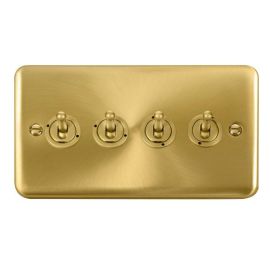 Click DPSB424 Deco Plus Satin Brass 4 Gang 10AX 2 Way Dolly Toggle Switch image