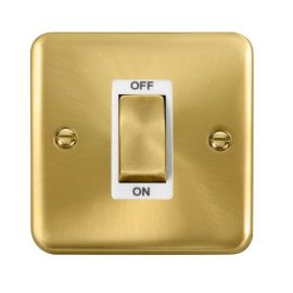 Click DPSB500WH Deco Plus Satin Brass 1 Gang 45A 2 Pole Cooker Switch - White Insert image