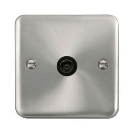 Click DPSC065BK Deco Plus Satin Chrome 1 Gang Non-Isolated Co-Axial Socket - Black Insert image