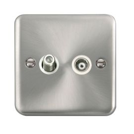 Click DPSC157WH Deco Plus Satin Chrome Isolated Satellite Co-Axial Socket - White Insert image