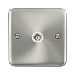 Click DPSC158WH Deco Plus Satin Chrome 1 Gang Isolated Co-Axial Socket - White Insert image