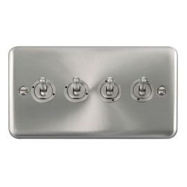 Click DPSC424 Deco Plus Satin Chrome 4 Gang 10AX 2 Way Dolly Toggle Switch image
