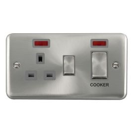 VPBR205WH Neon Click Deco 45A Gold Brass Cooker Control Unit With Socket 