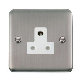 Click DPSS038WH Deco Plus Stainless Steel 5A Round Pin Socket - White Insert