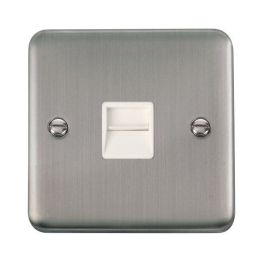 Click DPSS120WH Deco Plus Stainless Steel 1 Gang Master Telephone Socket - White Insert image