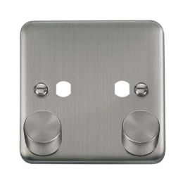 Click DPSS152PL Deco Plus Stainless Steel 2 Gang Dimmer Switch Plate with Knobs