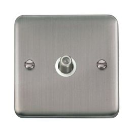 Click DPSS156WH Deco Plus Stainless Steel 1 Gang Non-Isolated Satellite Socket - White Insert
