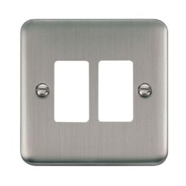 Click DPSS20402 GridPro Stainless Steel 2 Gang Deco Plus Front Plate image