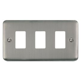 Click DPSS20403 GridPro Stainless Steel 3 Gang Deco Plus Front Plate image