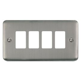 Click DPSS20404 GridPro Stainless Steel 4 Gang Deco Plus Front Plate image
