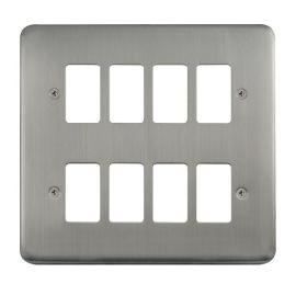 Click DPSS20508 GridPro Stainless Steel 8 Gang Deco Plus Front Plate image