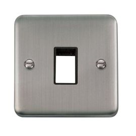 Click DPSS401BK MiniGrid Stainless Steel 1 Gang 1 Aperture Deco Plus Unfurnished Front Plate - Black Insert image