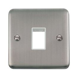 Click DPSS401WH MiniGrid Stainless Steel 1 Gang 1 Aperture Deco Plus Unfurnished Front Plate - White Insert image