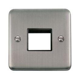 Click DPSS402BK MiniGrid Stainless Steel 1 Gang 2 Aperture Deco Plus Unfurnished Front Plate - Black Insert image