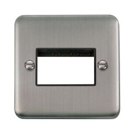 Click DPSS403BK MiniGrid Stainless Steel 1 Gang 3 Aperture Deco Plus Unfurnished Front Plate - Black Insert image