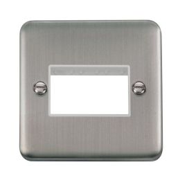 Click DPSS403WH MiniGrid Stainless Steel 1 Gang 3 Aperture Deco Plus Unfurnished Front Plate - White Insert image