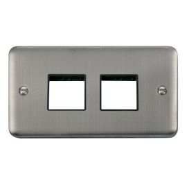 Click DPSS404BK MiniGrid Stainless Steel 2 Gang 2x2 Aperture Deco Plus Unfurnished Front Plate - Black Insert