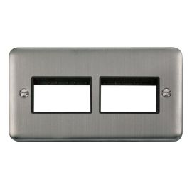 Click DPSS406BK MiniGrid Stainless Steel 2 Gang 2x3 Aperture Deco Plus Unfurnished Front Plate - Black Insert image