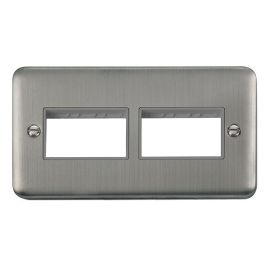 Click DPSS406GY MiniGrid Stainless Steel 2 Gang 2x3 Aperture Deco Plus Unfurnished Front Plate - Grey Insert image