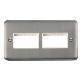 Click DPSS406WH MiniGrid Stainless Steel 2 Gang 2x3 Aperture Deco Plus Unfurnished Front Plate - White Insert image