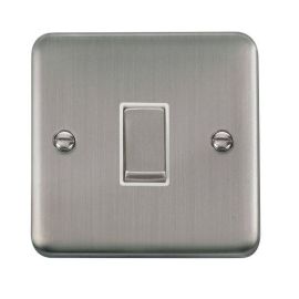 Click DPSS411WH Deco Plus Stainless Steel Ingot 1 Gang 10AX 2 Way Plate Switch - White Insert image