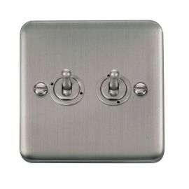 Click DPSS422 Deco Plus Stainless Steel 2 Gang 10AX 2 Way Dolly Toggle Switch