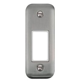 Click DPSS471WH MiniGrid Stainless Steel 1 Gang 1 Aperture Deco Plus Unfurnished Architrave Plate - White Insert image