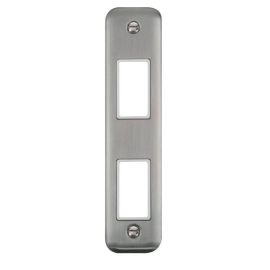 Click DPSS472WH MiniGrid Stainless Steel 2 Gang 2 Aperture Deco Plus Unfurnished Architrave Plate - White Insert image