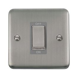 Click DPSS500GY Deco Plus Stainless Steel 1 Gang 45A 2 Pole Cooker Switch - Grey Insert