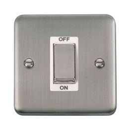 Click DPSS500WH Deco Plus Stainless Steel 1 Gang 45A 2 Pole Cooker Switch - White Insert