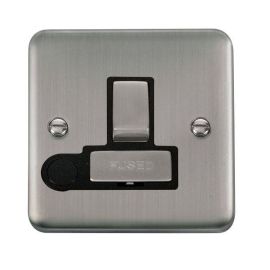 Click DPSS551BK Deco Plus Stainless Steel 13A Flex Outlet Switched Fused Spur Unit - Black Insert