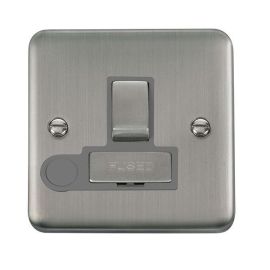 Click DPSS551GY Deco Plus Stainless Steel 13A Flex Outlet Switched Fused Spur Unit - Grey Insert