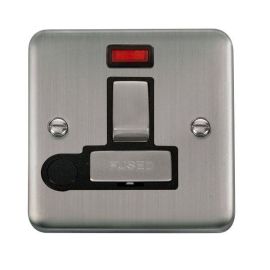 Click DPSS552BK Deco Plus Stainless Steel 13A Flex Outlet Neon Switched Fused Spur Unit - Black Insert image