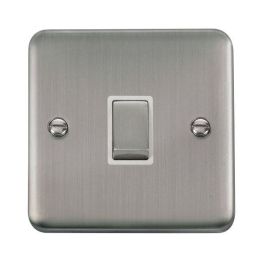 Click DPSS722WH Deco Plus Stainless Steel Ingot 1 Gang 20A 2 Pole Switch - White Insert
