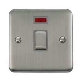 Click DPSS723GY Deco Plus Stainless Steel Ingot 1 Gang 20A 2 Pole Neon Switch - Grey Insert