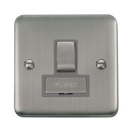 Click DPSS751GY Deco Plus Stainless Steel Ingot 13A 2 Pole Switched Fused Spur Unit - Grey Insert