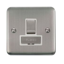 Click DPSS751WH Deco Plus Stainless Steel Ingot 13A 2 Pole Switched Fused Spur Unit - White Insert