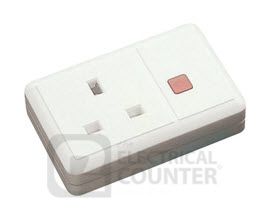 White 13A 1 Gang Trailing Socket with Neon