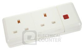 White 13A 2 Gang Trailing Socket with Neon