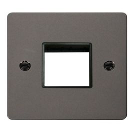 Click FPBN402BK MiniGrid Black Nickel 1 Gang 2 Aperture Define Unfurnished Front Plate - Black Insert image