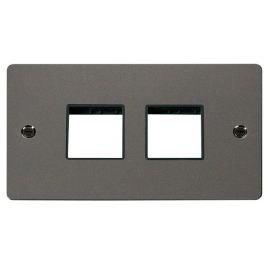 Click FPBN404BK MiniGrid Black Nickel 2 Gang 2x2 Aperture Define Unfurnished Front Plate - Black Insert image