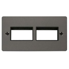 Click FPBN406BK MiniGrid Black Nickel 2 Gang 2x3 Aperture Define Unfurnished Front Plate - Black Insert image