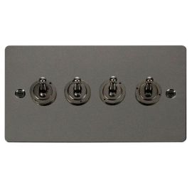 Click FPBN424 Define Black Nickel 4 Gang 10AX 2 Way Toggle Plate Switch 