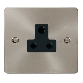 Click FPBS038BK Define Brushed Steel 5A Round Pin Socket Outlet - Black Insert image