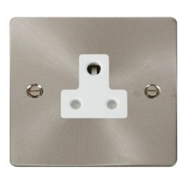 Click FPBS038WH Define Brushed Steel 5A Round Pin Socket Outlet - White Insert image