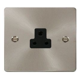 Click FPBS039BK Define Brushed Steel 2A Round Pin Socket Outlet - Black Insert image