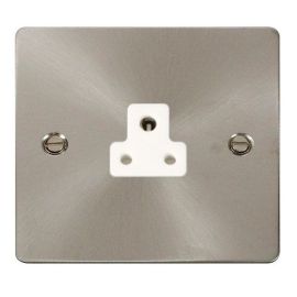Click FPBS039WH Define Brushed Steel 2A Round Pin Socket Outlet - White Insert image